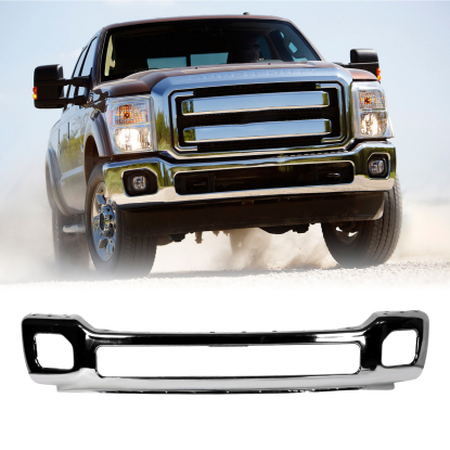 صورة مصد أمامي من الفولاذ الكروم لشاحنة F-250 F-350 Super Duty موديلات 2011-2016