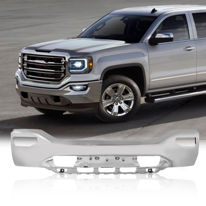 صورة مصد أمامي من الكروم والفولاذ لشاحنة بيك أب GMC Sierra 1500 موديلات 2016-2018