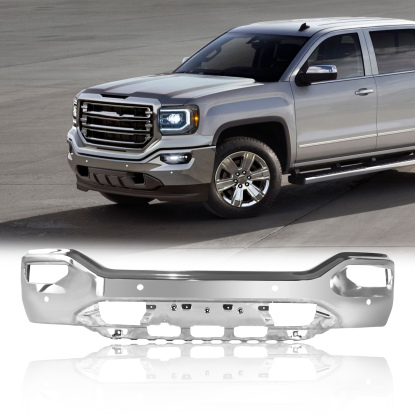 صورة قضيب أمامي من الكروم لسيارة GMC Sierra 1500 موديلات 2016-2018 مع مساعد الركن