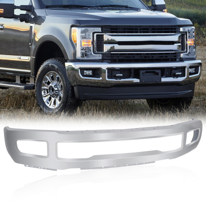 صورة واجهة المصد الأمامي من الكروم لفورد F250 F350 Super Duty موديلات 2017-2019 مع غطاء للضباب