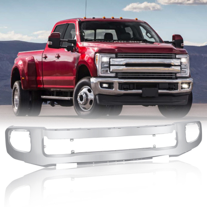 صورة مصد أمامي من الفولاذ المقاوم للصدأ من الكروم لسيارة فورد F250 F350 موديلات 2020 و2021 و2022 مع غطاء للضباب