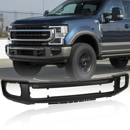 صورة مصد أمامي فولاذي مطلي بطبقة أساسية لسيارة فورد F250 F350 موديلات 2020 و2021 و2022 مع غطاء للضباب