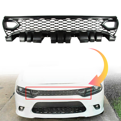 صورة  مناسب لسيارة Dodge Charger SRT R/T Style 15-23، شبكة أمامية علوية سفلية