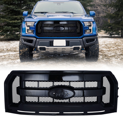 صورة شبكة أمامية لسيارة فورد F-150 موديلات 2015-2017، شبكة سوداء لامعة