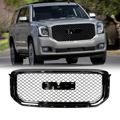 صورة لسيارات GMC Yukon XL موديلات 2015-2020، غطاء شبكي أمامي من طراز Denali بلون أسود لامع