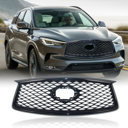 صورة شبكة أمامية لسيارة إنفينيتي QX50 موديلات 2019-2022 باللون الأسود اللامع