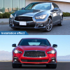 Picture of Front Grille Compatible with 2018 2019 2020 2021 2022 2023 INFINITI Q50 Front Grill Center with Sensor Hole Black Replaces 623106HH0A 2310-6HH0A