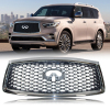 Picture of Front Grill Grid Grille Compatible with 2018 2019 2020 2021 INFINITI QX80 with Camera Hole Chrome Frame Replaces 623106GW0A