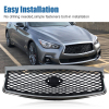 Picture of Front Bumper Grill Fit for 2014 2015 2016 2017 INFINITI Q50 with Camera Option Chrome Replaces 623106HH0A 62310-6HH0A