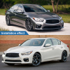 Picture of Front Bumper Grill Fit for 2014 2015 2016 2017 INFINITI Q50 with Camera Option Chrome Replaces 623106HH0A 62310-6HH0A