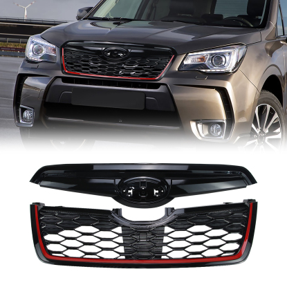 Picture of Front Grill Compatible with 2019 2020 2021 Subaru Forester Grille with Camera Hole Black Replaces 91121SG060 91121SG030