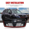 Picture of Front Grille Trim Fit for 2019 2020 2021 Subaru Forester with Camera Hole Gloss Black with Red Line Replaces 91121SJ040 91121SJ140