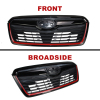 Picture of Front Grille Trim Fit for 2019 2020 2021 Subaru Forester with Camera Hole Gloss Black with Red Line Replaces 91121SJ040 91121SJ140