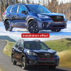 Picture of Front Grille Trim Fit for 2019 2020 2021 Subaru Forester with Camera Hole Gloss Black with Red Line Replaces 91121SJ040 91121SJ140