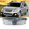 Picture of Front Bumper Grill Compatible with 2010 2011 2012 Subaru Outback Chrome Moulding Replaces 91121AJ04B SU1200143
