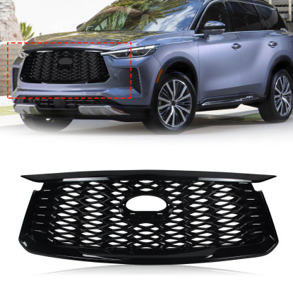 صورة شبكة أمامية سوداء لامعة لسيارة إنفينيتي QX60 موديلات 2022 و2023، 62310-6SA1B