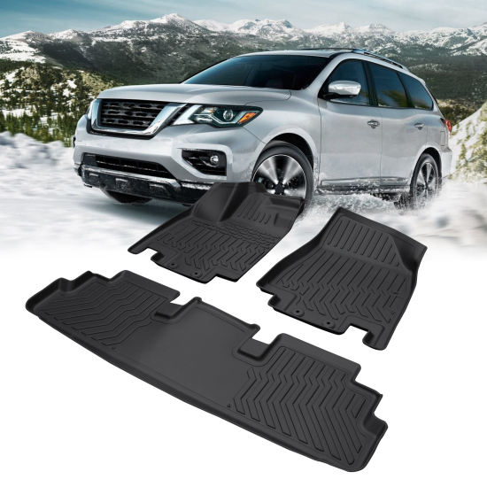 Picture of Floor Liners Accessories All Weather TPE Car Floor Mats Compatible with 2022 2023 Nissan Pathfinder