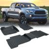Picture of Floor Mats Compatible with 2018 2019 2020 2021 2022 2023 Toyota Tacoma , TPE All Weather Custom Fit Floor Liner, Black