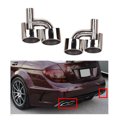 صورة زوج من أطراف تزيين أنبوب كاتم الصوت لسيارة مرسيدس بنز W204 الفئة C AMG موديلات 2011-2014