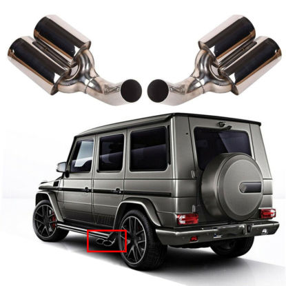 صورة قطعتان من أنبوب زينة من الفولاذ المقاوم للصدأ لسيارة بنز الفئة G G63 AMG W463 موديل 2007-2015