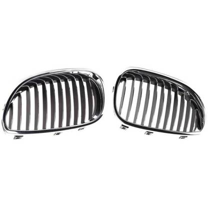 صورة غطاء المصد وشبك الكروم وشبك الكلى الأمامي الأيسر والأيمن لسيارة BMW E60 E61 51137065701