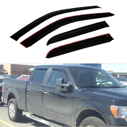 صورة 4 قطع تناسب فورد F-150 سوبر كرو كاب 09-14 واقي الشمس/المطر وفتحات التهوية وواقيات النوافذ